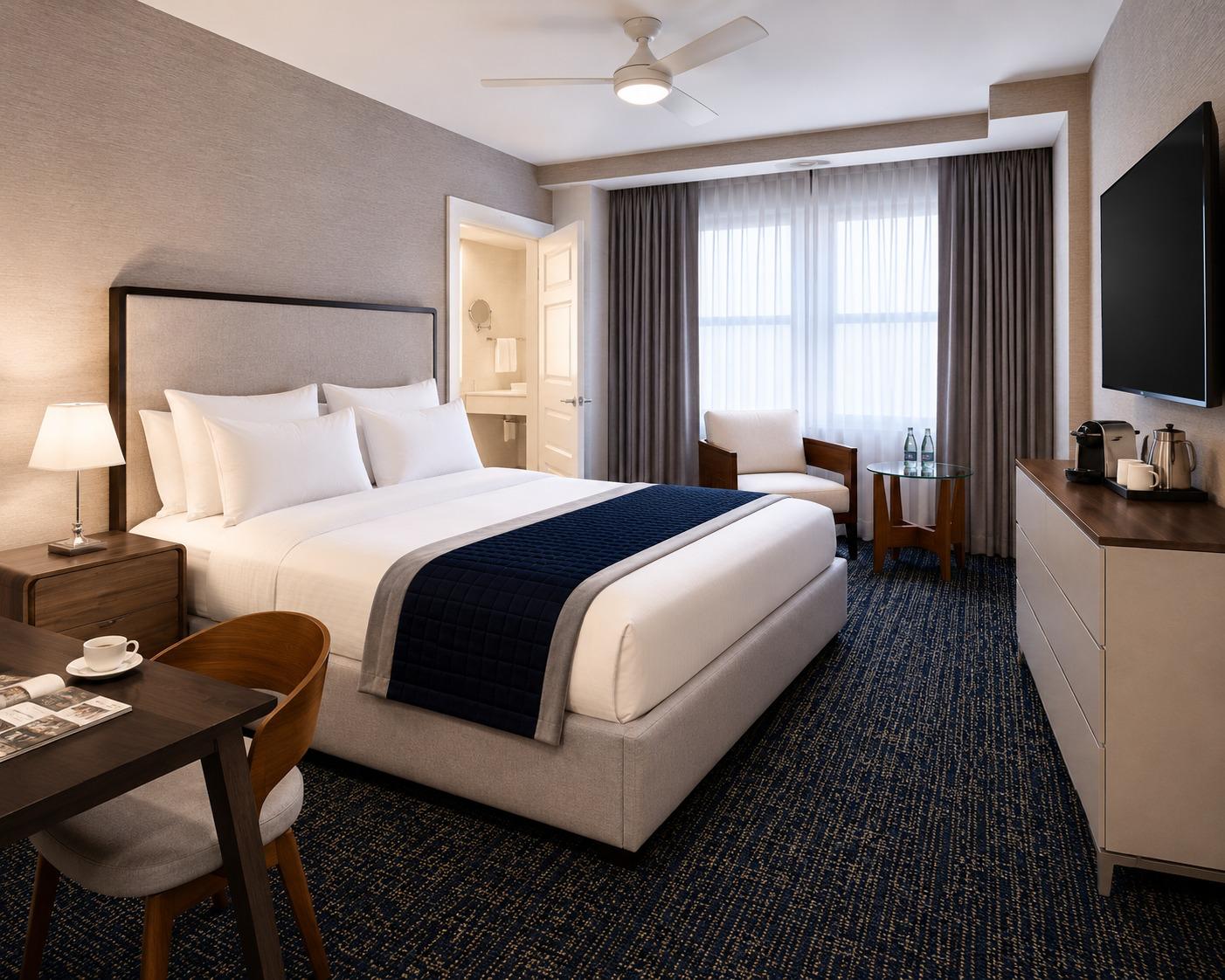 hotel guest room after
