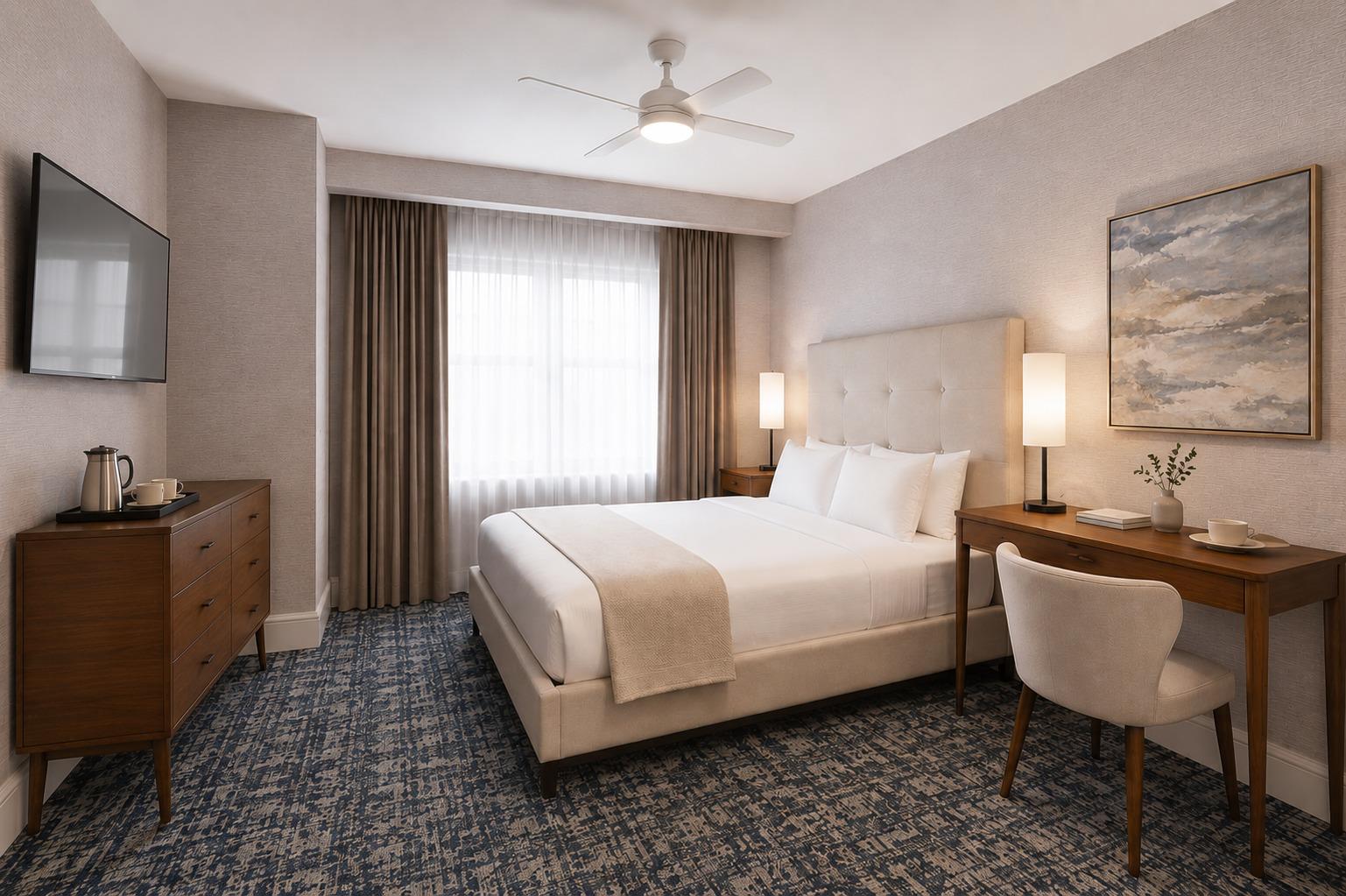 hotel guest room after