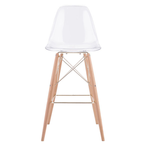 20.3" X 21.7" X 44.3" Polycarbonate Metal And Beech Wood Bar Chair