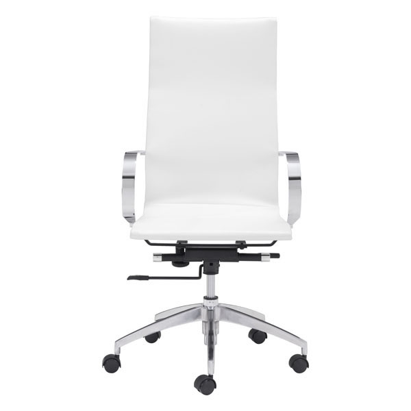 27.6" X 27.6" X 45.3" White Leatherette Back Office Chair