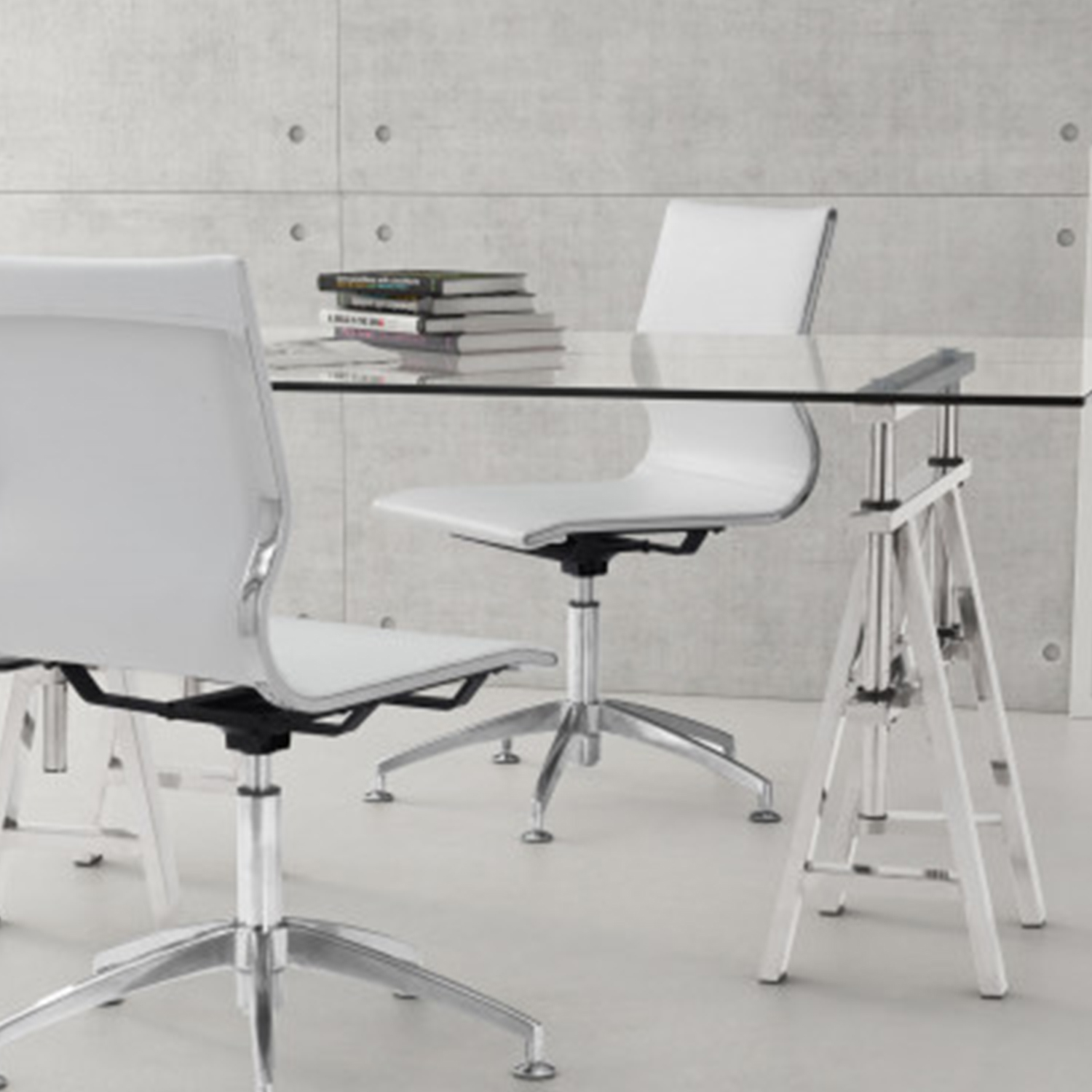 26" X 26" X 36" White Leatherette Conference Chair