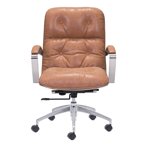 27.6" X 27.6" X 41" Coffee Vintage Leatherette Office Chair