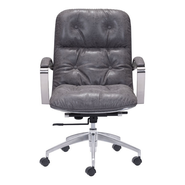 27.6" X 27.6" X 41" Gray Vintage Leatherette Office Chair
