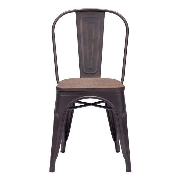 17.3" X 20.9" X 32.3" 2 Pcs Rusty Elm Wood Top Chair