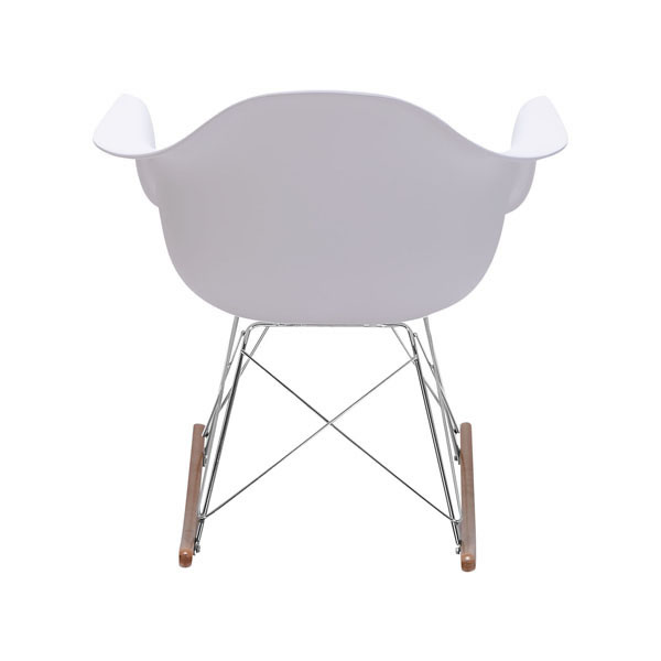 Modern White Wire and Wood Rocking Chair