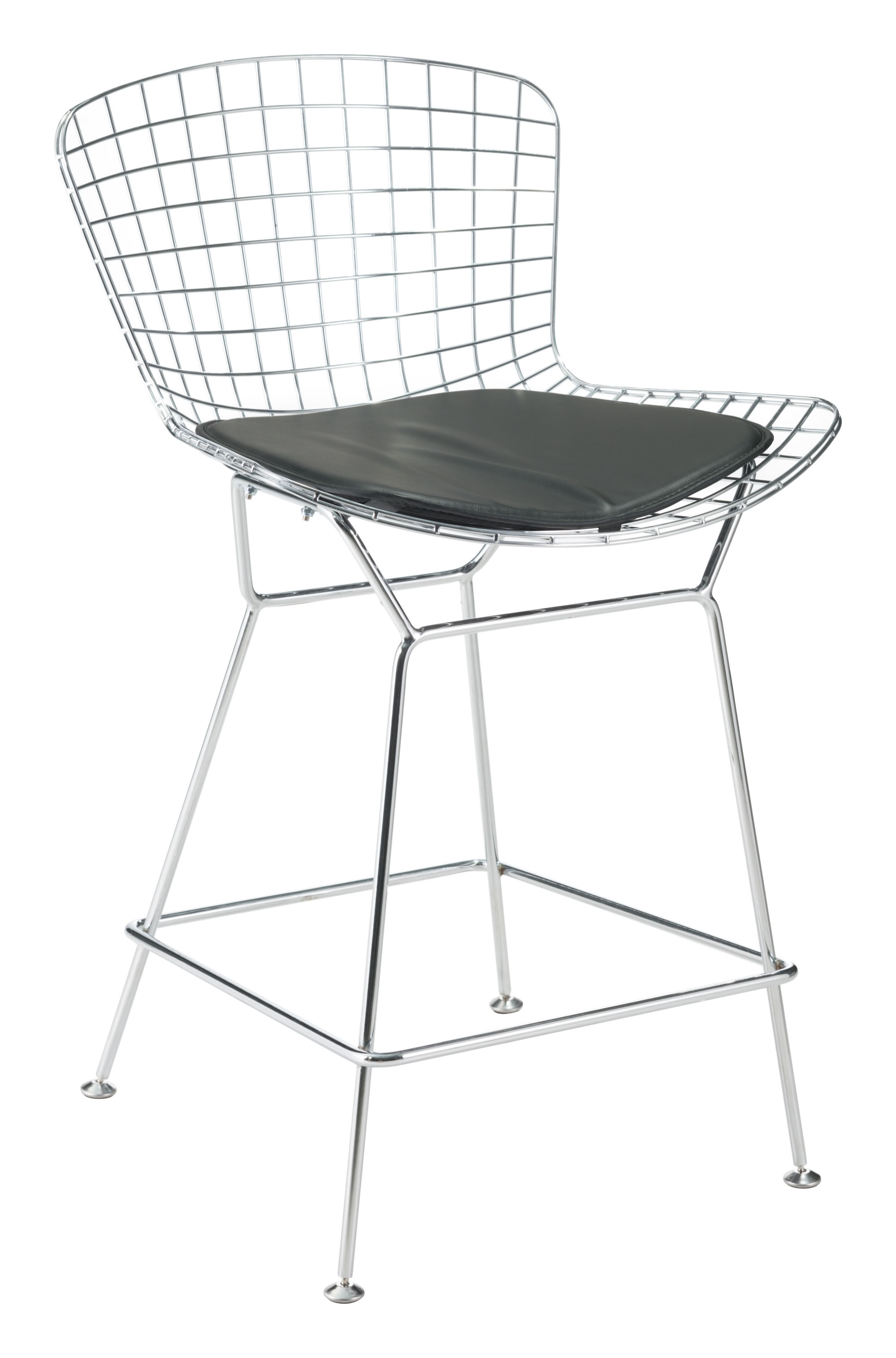 17" x 17" x 0.5" Black, Leatherette, Chair Cushion