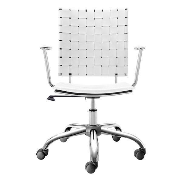 23" X 23" X 35" White Leatherette Office Chair