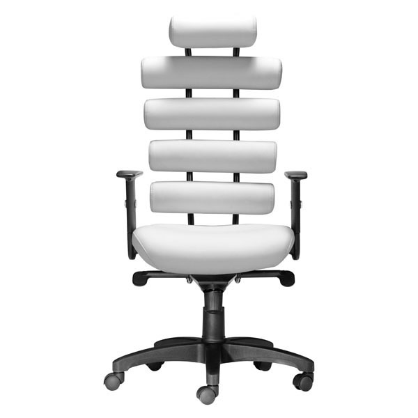 25" X 23.5" X 48.5" White Leatherette Office Chair