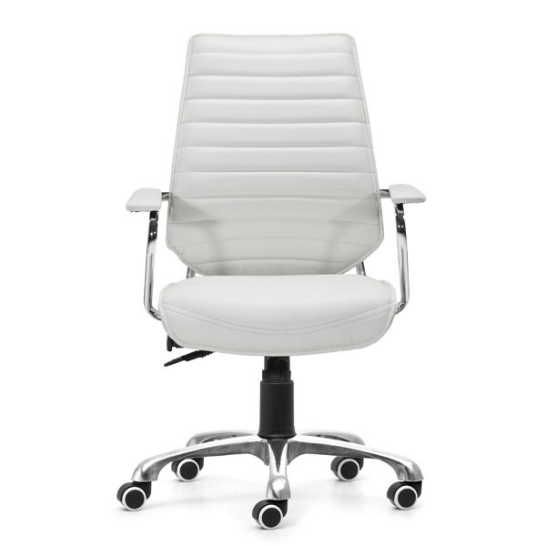25" X 23.5" X 40.5" White Leatherette Low Back Office Chair