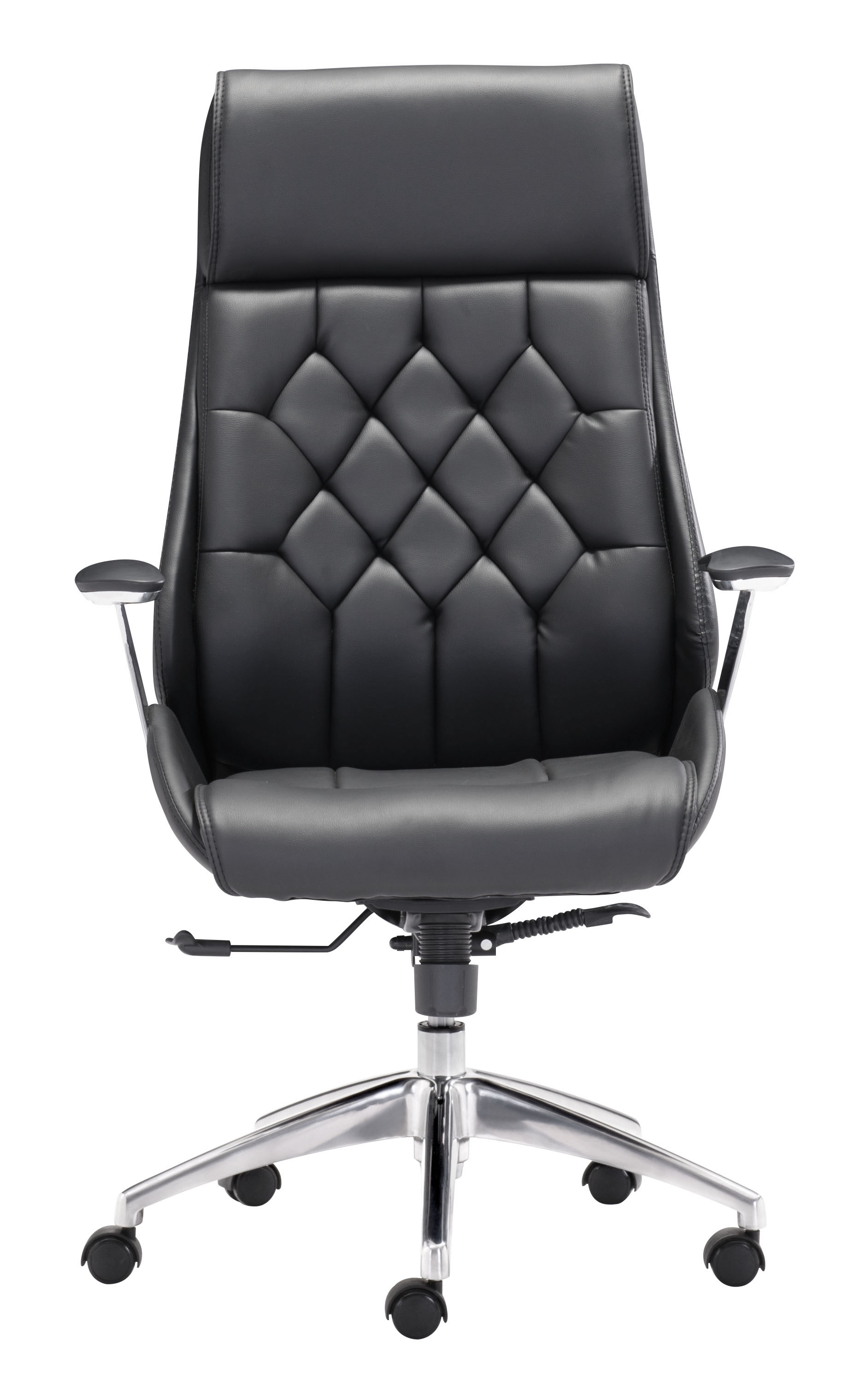 28.7" x 29" x 46.6" Black, Leatherette, Chromed Steel, Office Chair