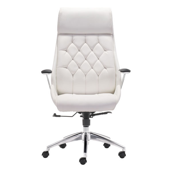 28.7" X 29" X 46.6" White Leatherette Office Chair