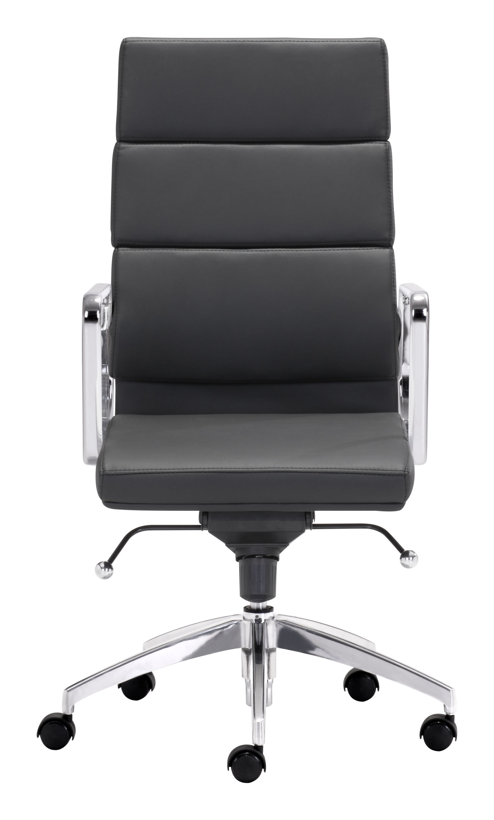 21" x 26" x 42" Black, Leatherette, Chromed Steel, High Back Office Chair