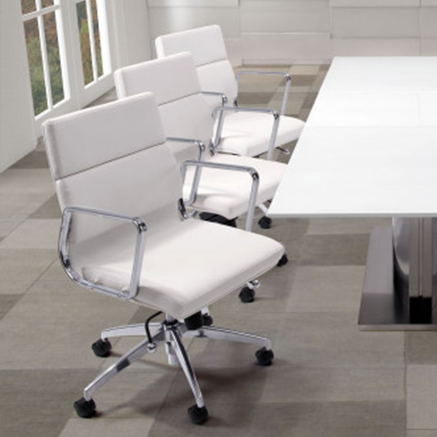 21" X 26" X 44.5" White Leatherette High Back Office Chair