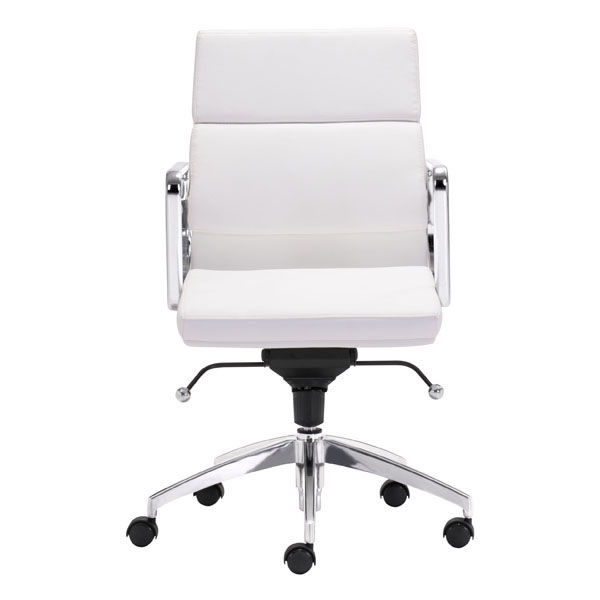 21" X 26" X 39" White Low Back Leatherette Office Chair