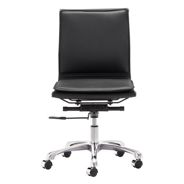 23" X 23" X 40" Black Leatherette Armless Office Chair