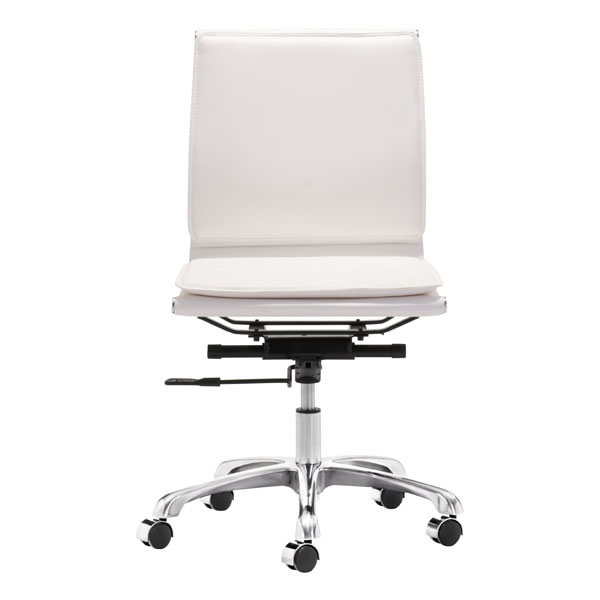 23" X 23" X 40" White Leatherette Armless Office Chair