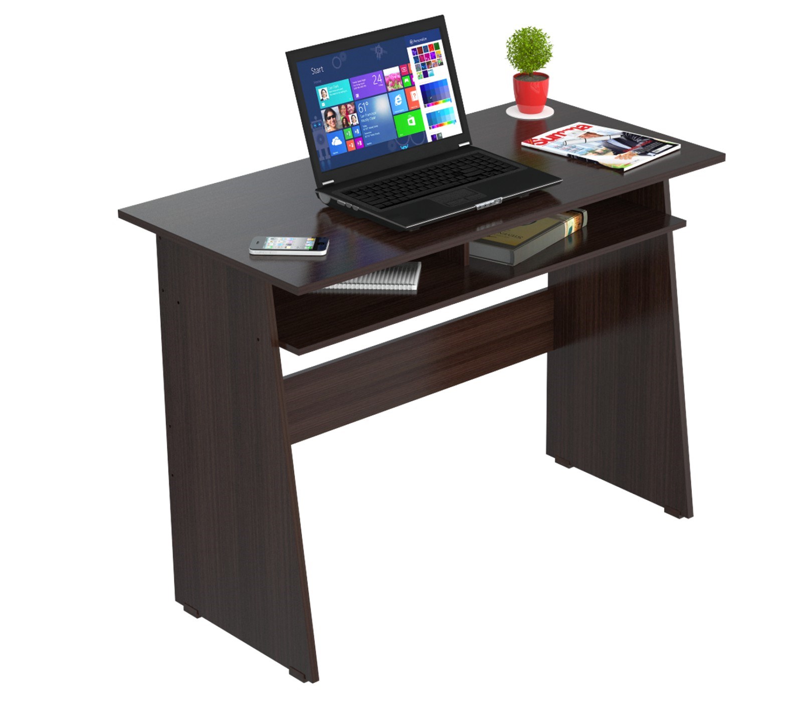 29.5" Elegant Espresso Melamine & Engineered Wood Writing Desk with a Storage Area