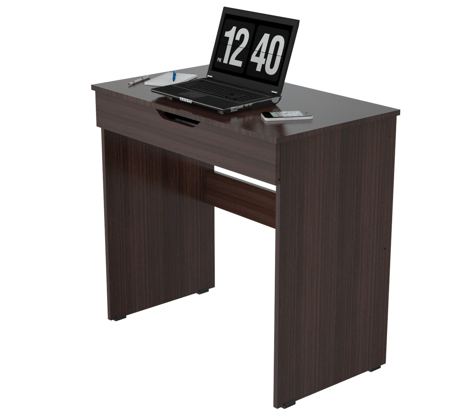 29.7" Classy Espresso Melamine and Engineered Wood Writing Desk with a Drawer