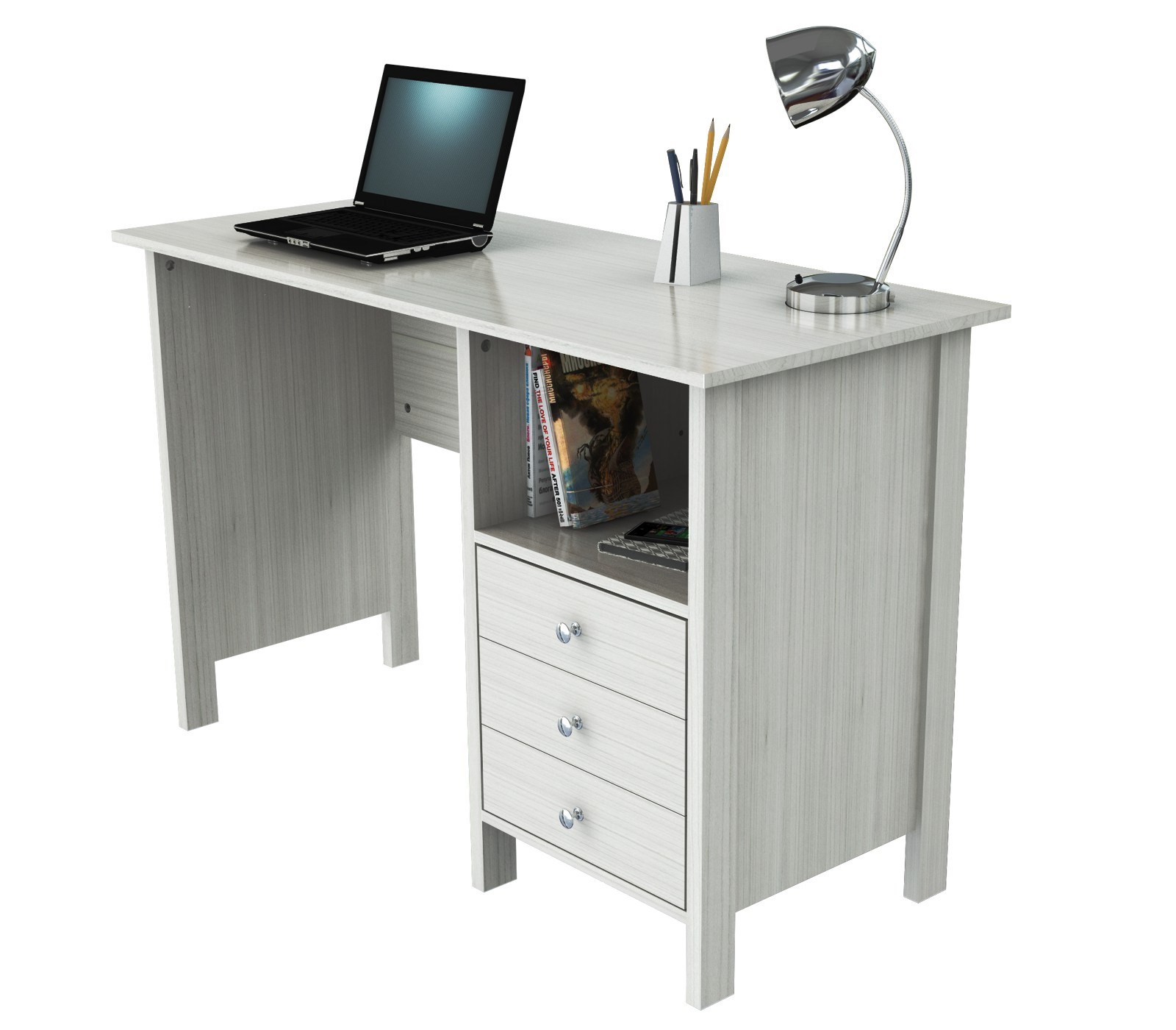 29.7" White Melamine and Engineered Wood Computer Desk