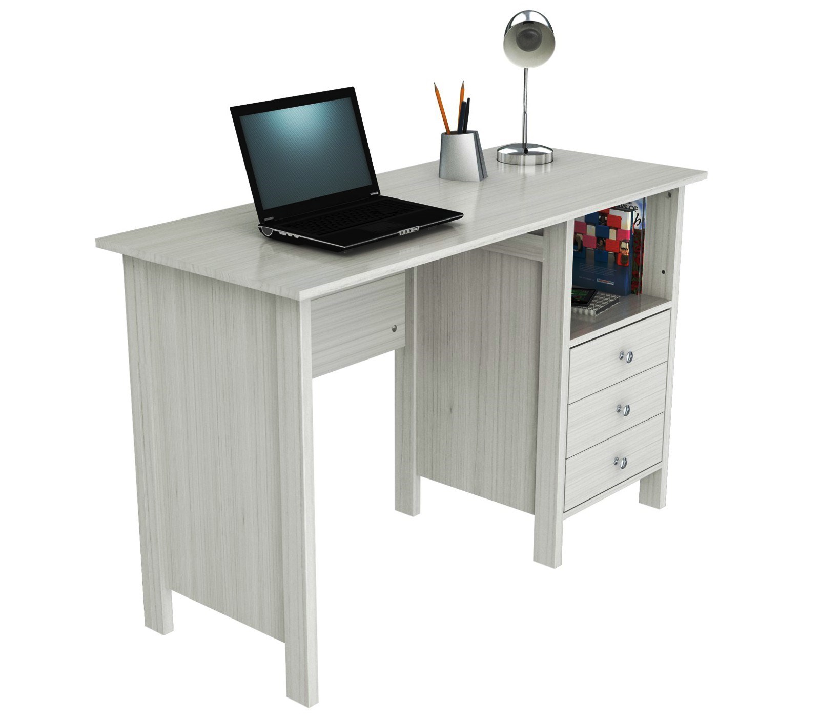 29.7" White Melamine and Engineered Wood Computer Desk