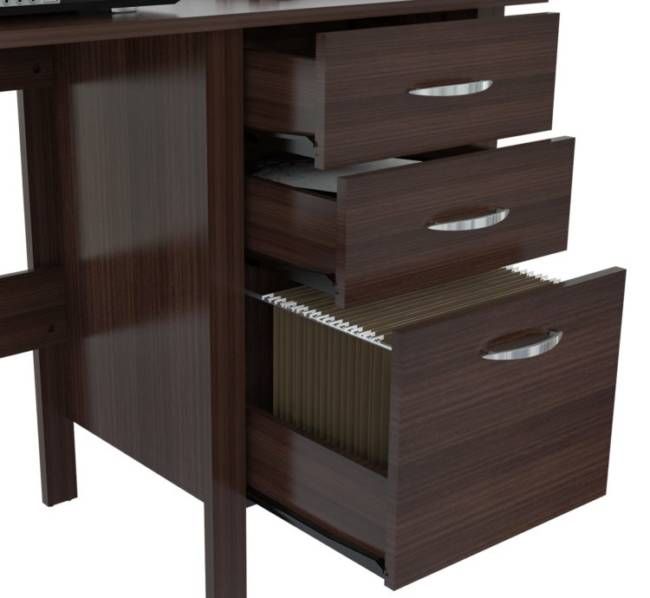 29.7" Classy Espresso Melamine and Engineered Wood Writing Desk with Three Drawers