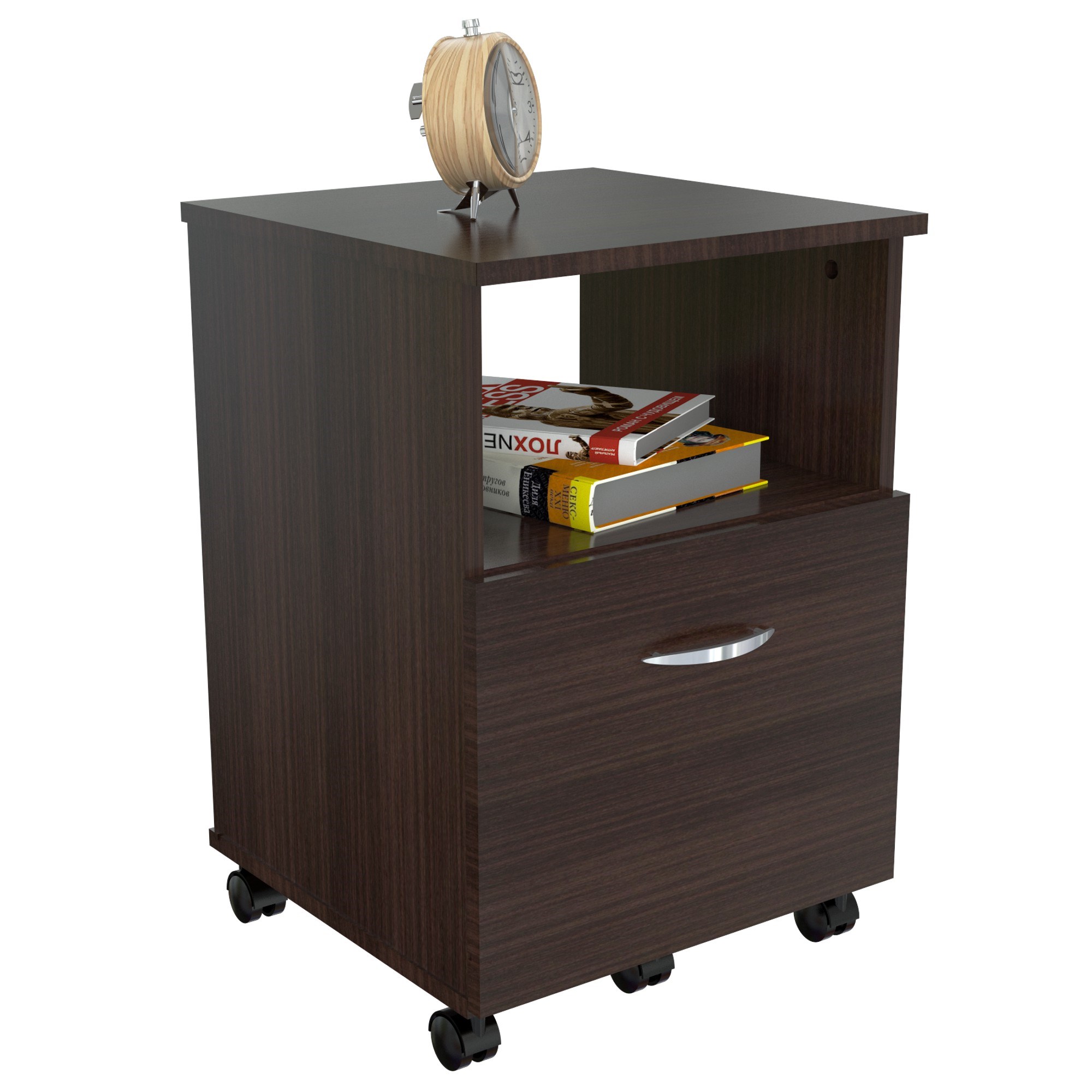 23" Espresso Melamine and Engineered Wood File Cabinet with a Drawer