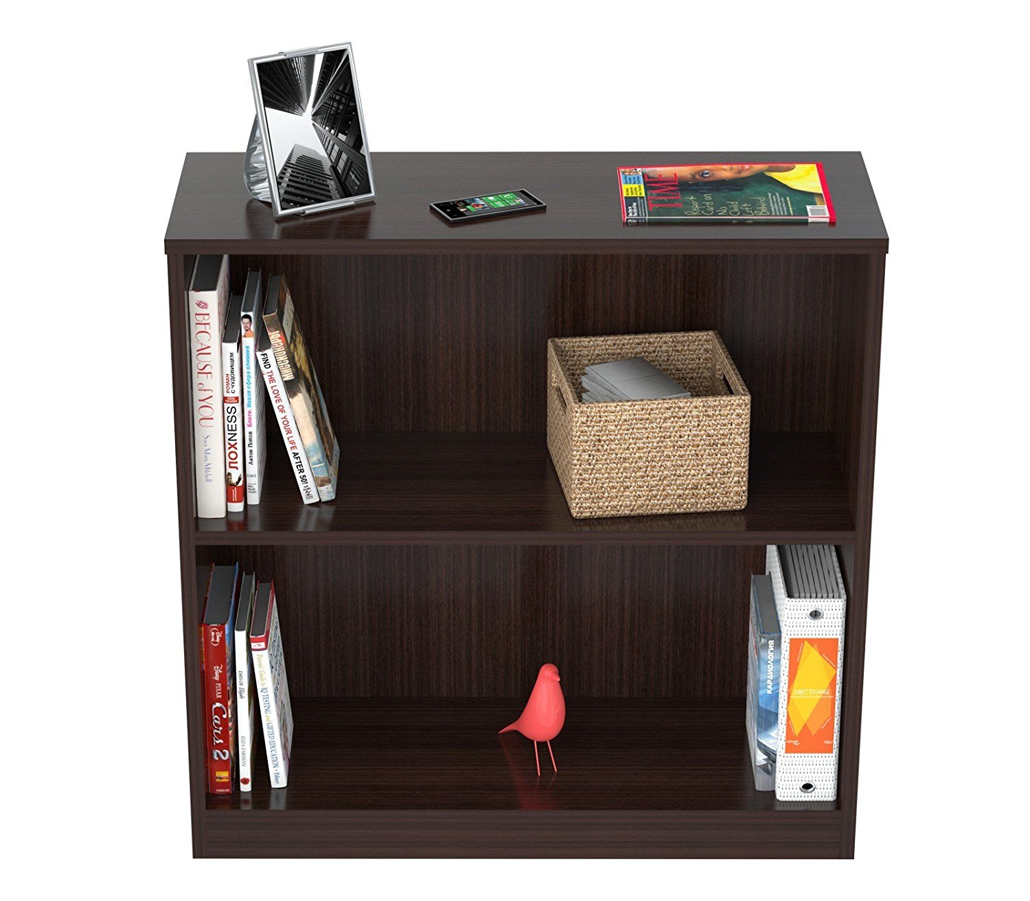 31.5" Espresso and Wenge Melamine and Engineered Wood Bookcase