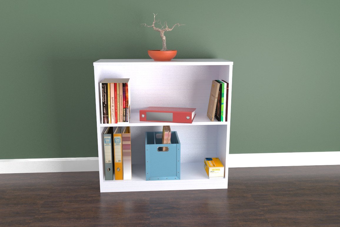 31.5" Lacrina White Melamine and Engineered Wood Bookcase