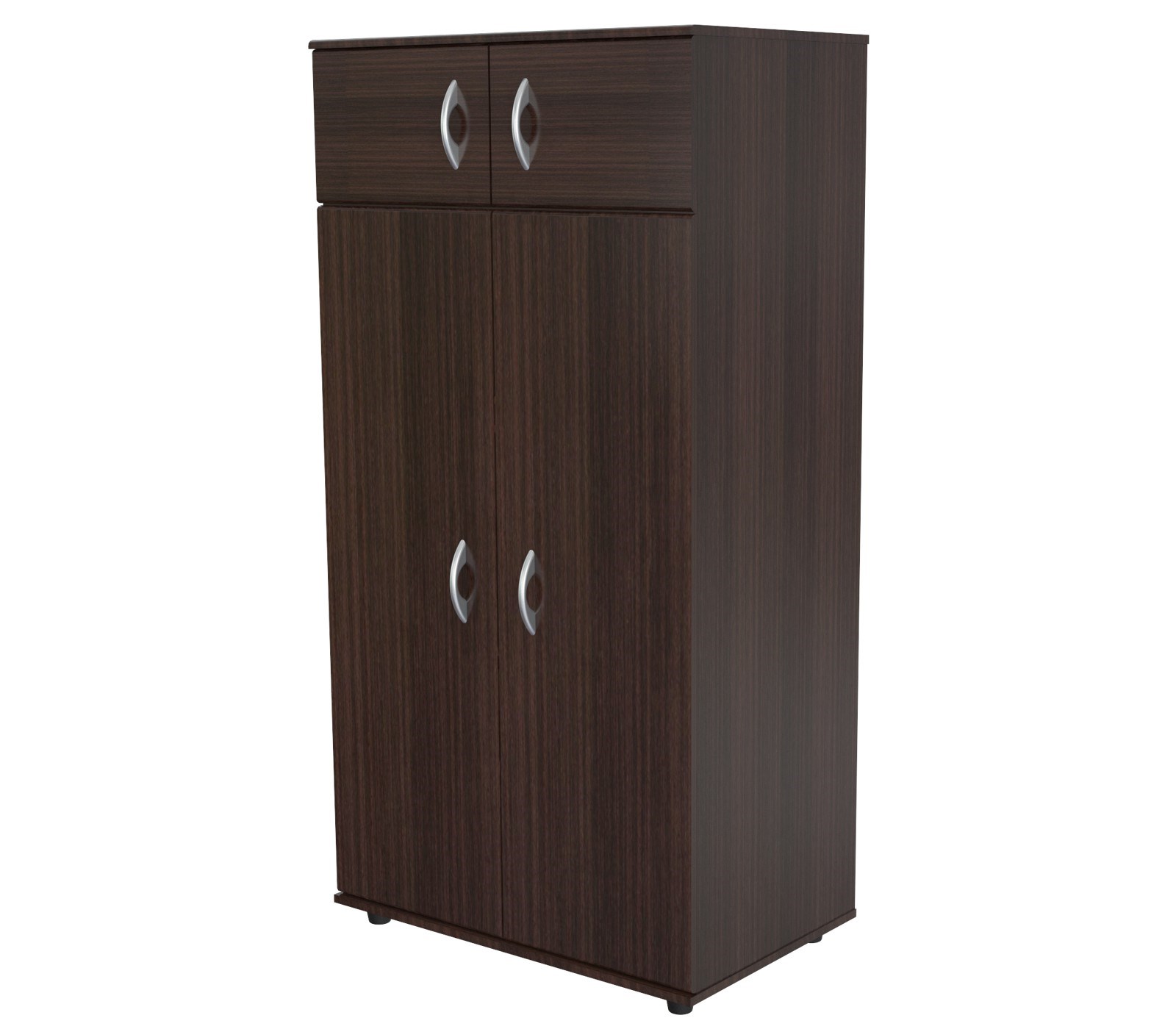 63" Espresso Melamine and Engineered Wood Wardrobe with 4 Doors