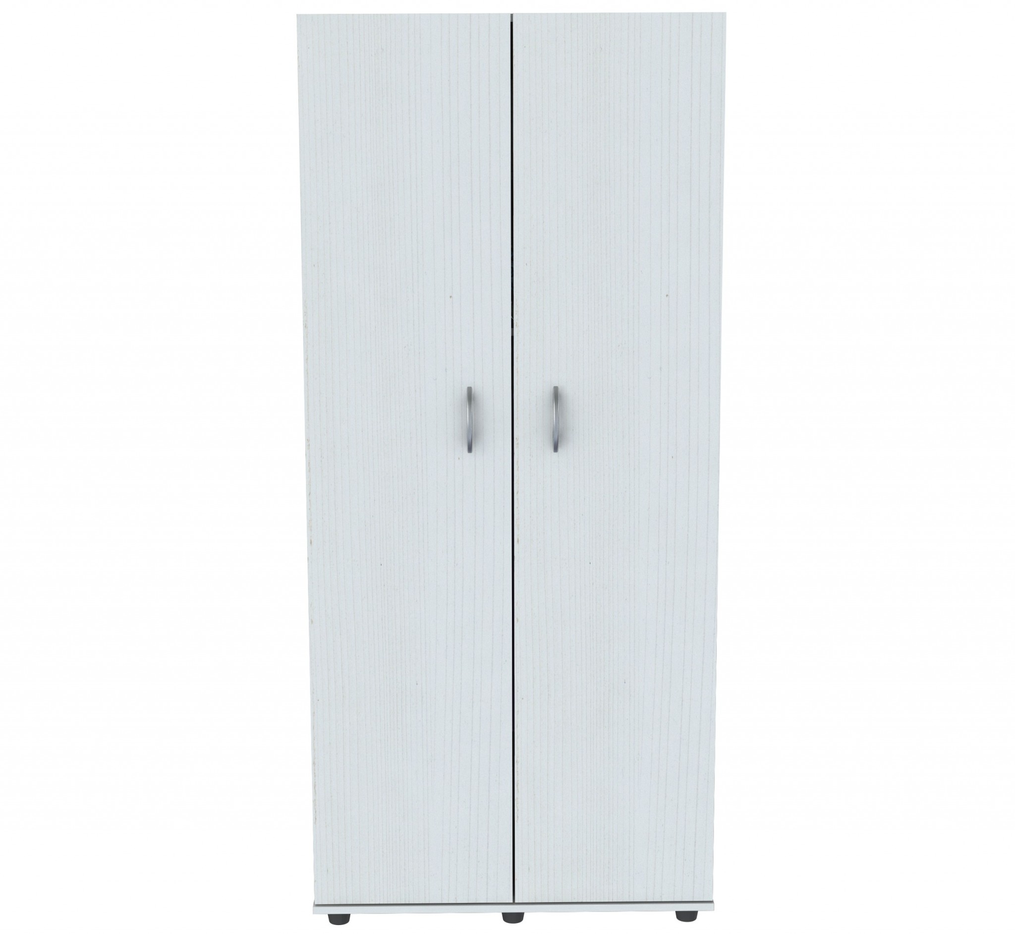 70.9" White Melamine and Engineered Wood Wardrobe with 2 Doors