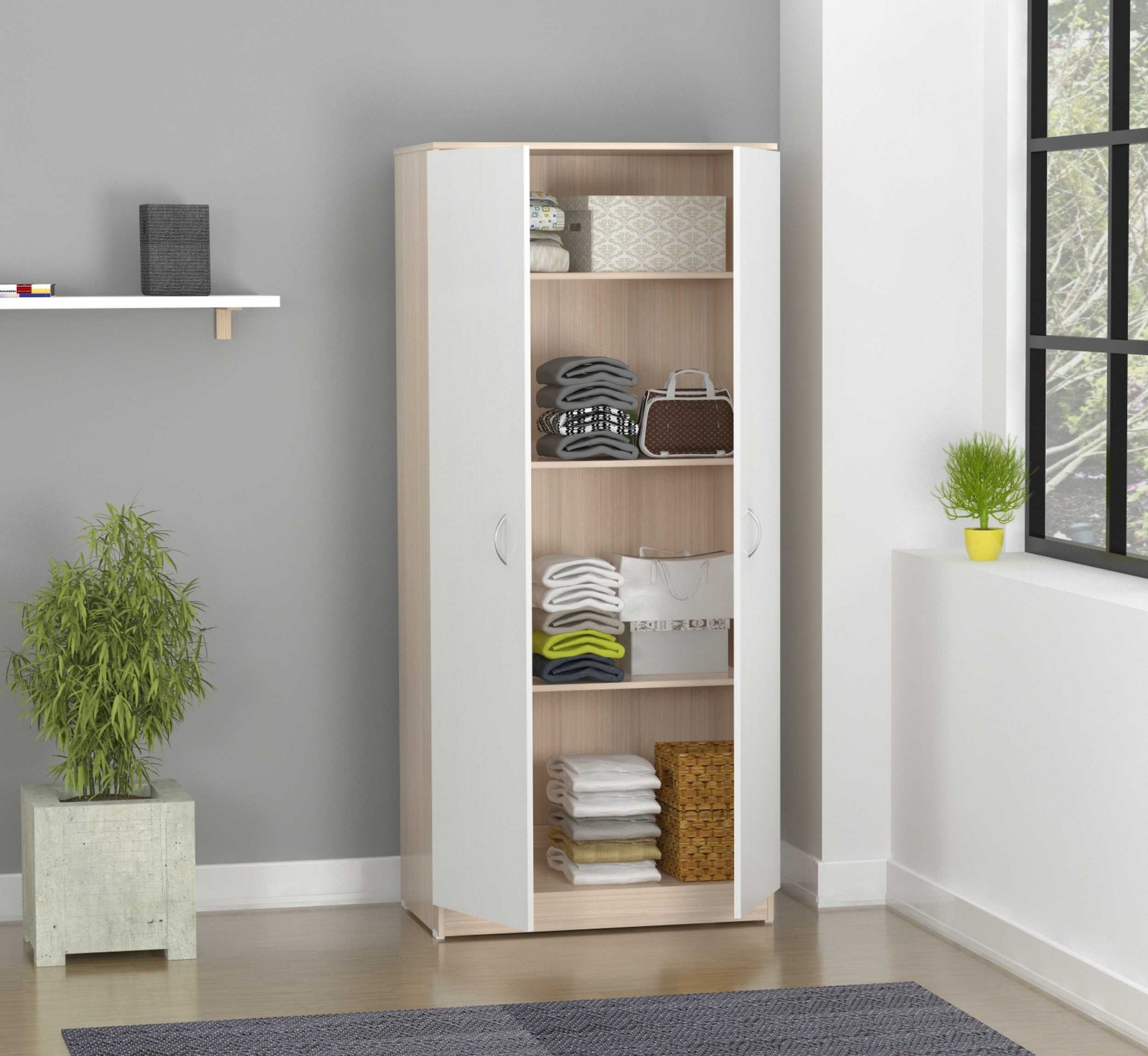 70.9 White Solid Composite Wood Armoire