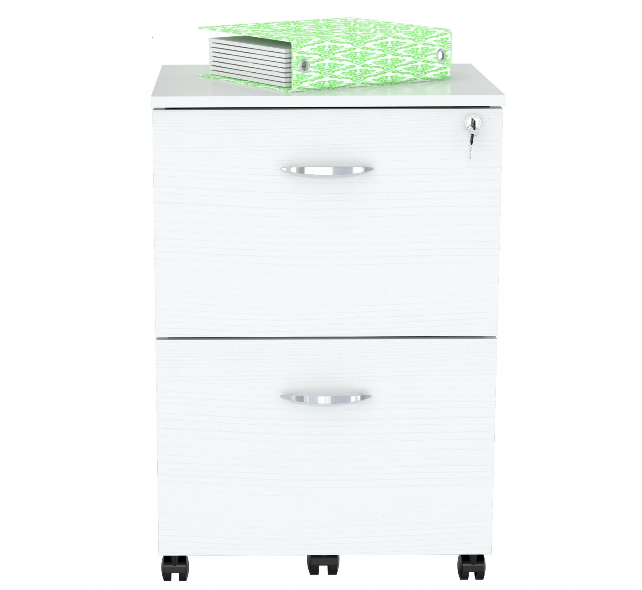 27.6" White Composite Solid Wood File Cabinet with Two Drawers