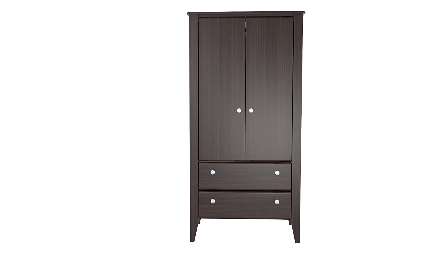 63" Espresso Melamine and Engineered Wood Wardrobe with 2 Doors and 2 Drawers
