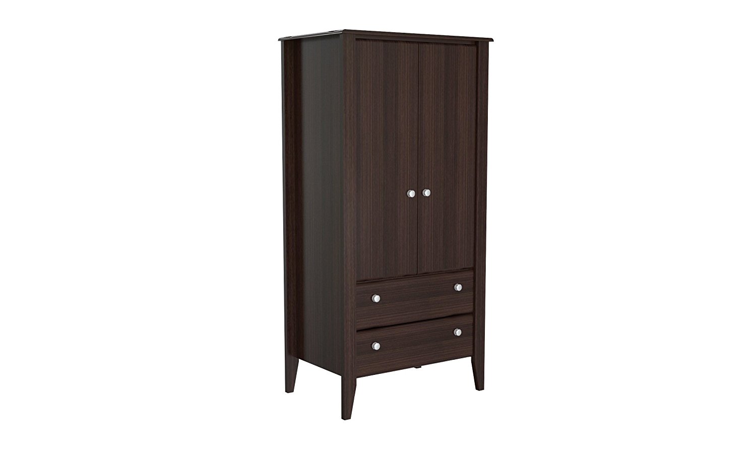 63" Espresso Melamine and Engineered Wood Wardrobe with 2 Doors and 2 Drawers