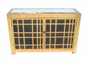 16" x 48" x 32" Gold Rustic Lattice Wood - Cabinet