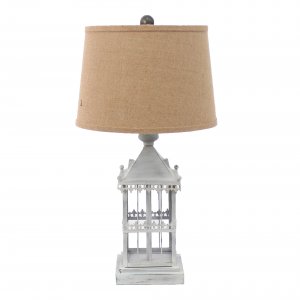 15" x 12" x 25.75" Gray Country Cottage Castle - Table Lamp