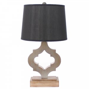 12" x 14" x 25.25" Black Traditional Wooden Linen Shade - Table Lamp