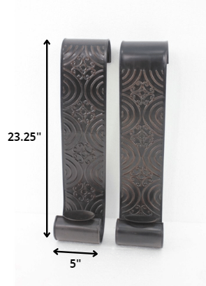 5"" X 5"" X 23.25"" Brown  Vintage  Metal - Wall Candle Holder Sconce Set