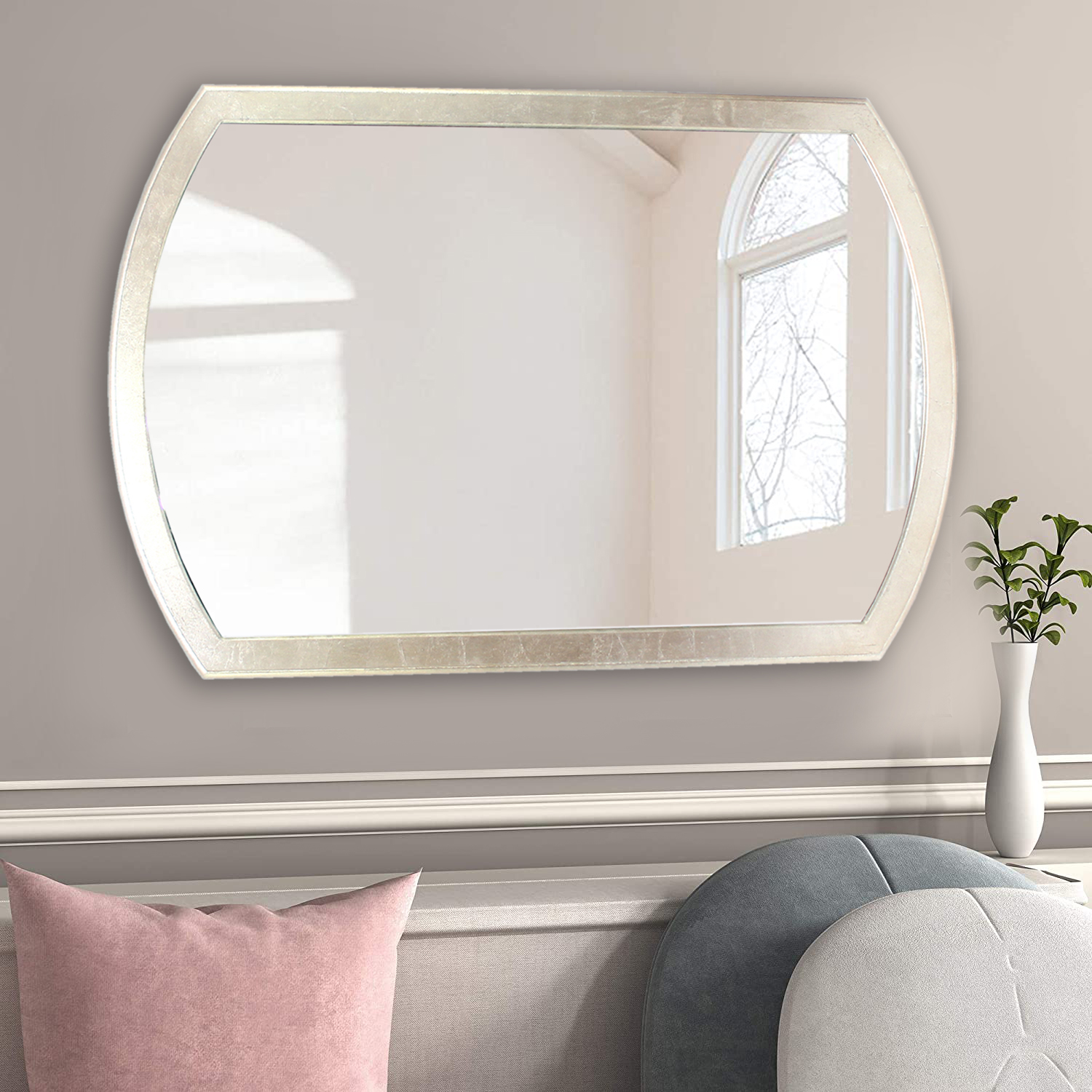 Contemporary Gold Leaf Finish Wall Mirror
