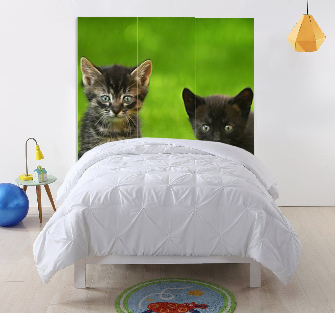 1" x 48" x 72" Multi Color Wood Canvas Curious Cat Screen