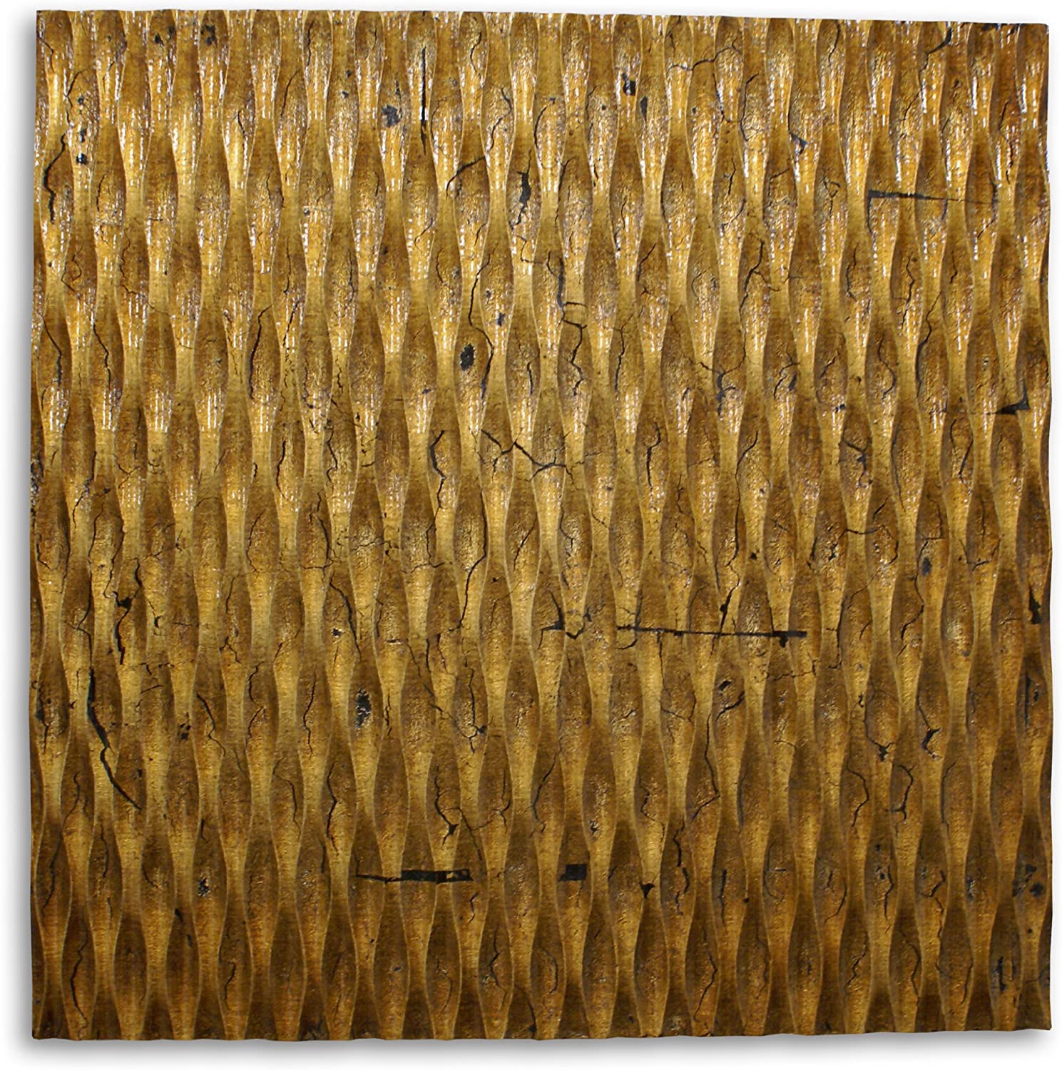 36" X 36" X 1" Raw Wood Look Gold Finish Square Wall Art-274797-1