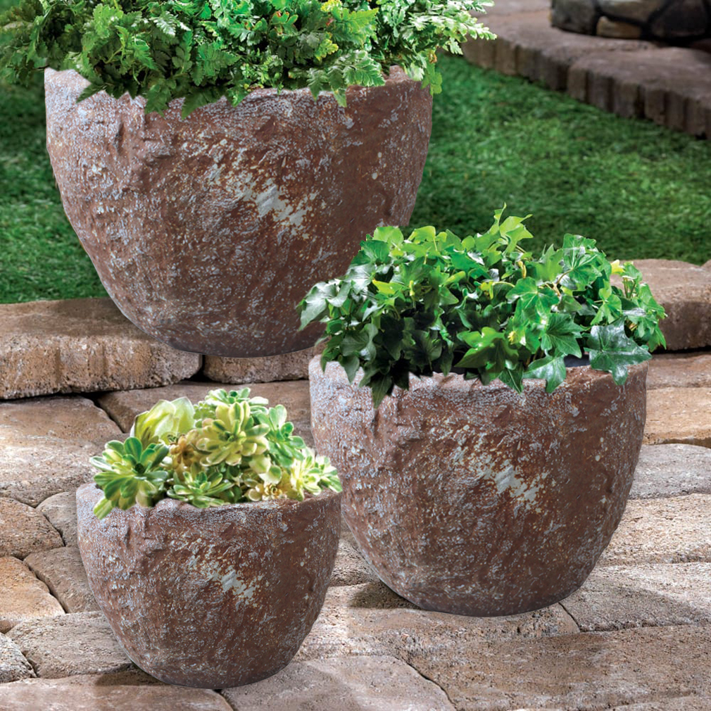 1" x 21" x 17" Rocky Round Tall Planter