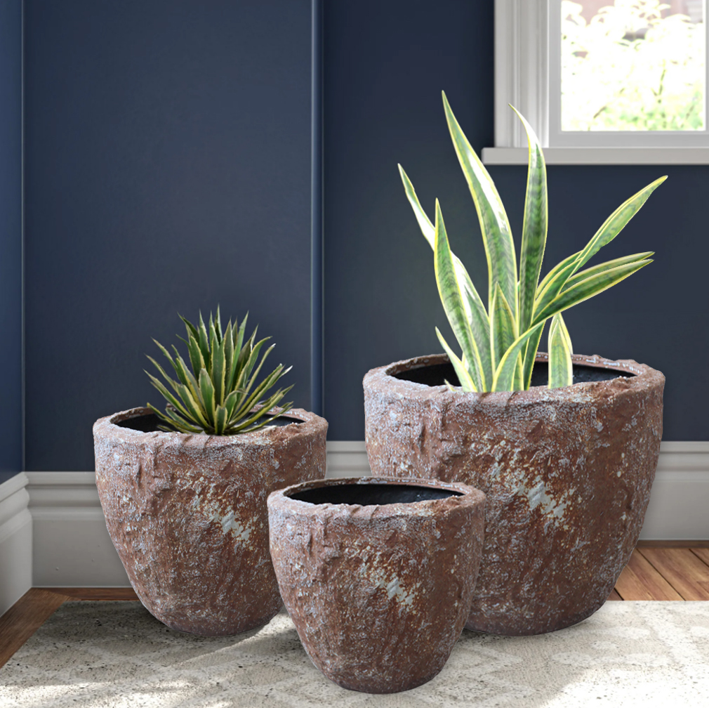 1" x 21" x 17" Rocky Round Tall Planter