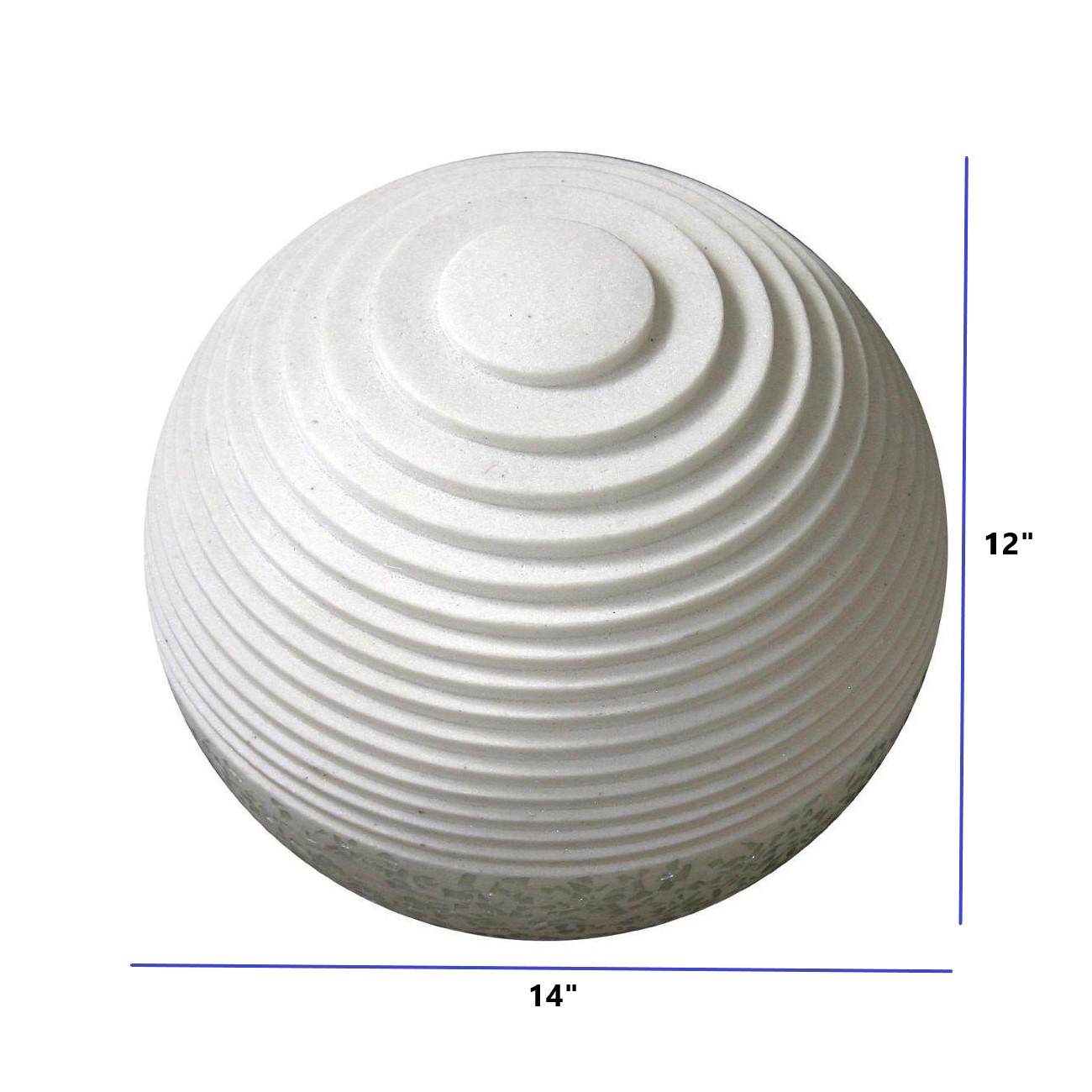 1" x 14" x 12" White, Round With Lines And Light - Outdoor Ball