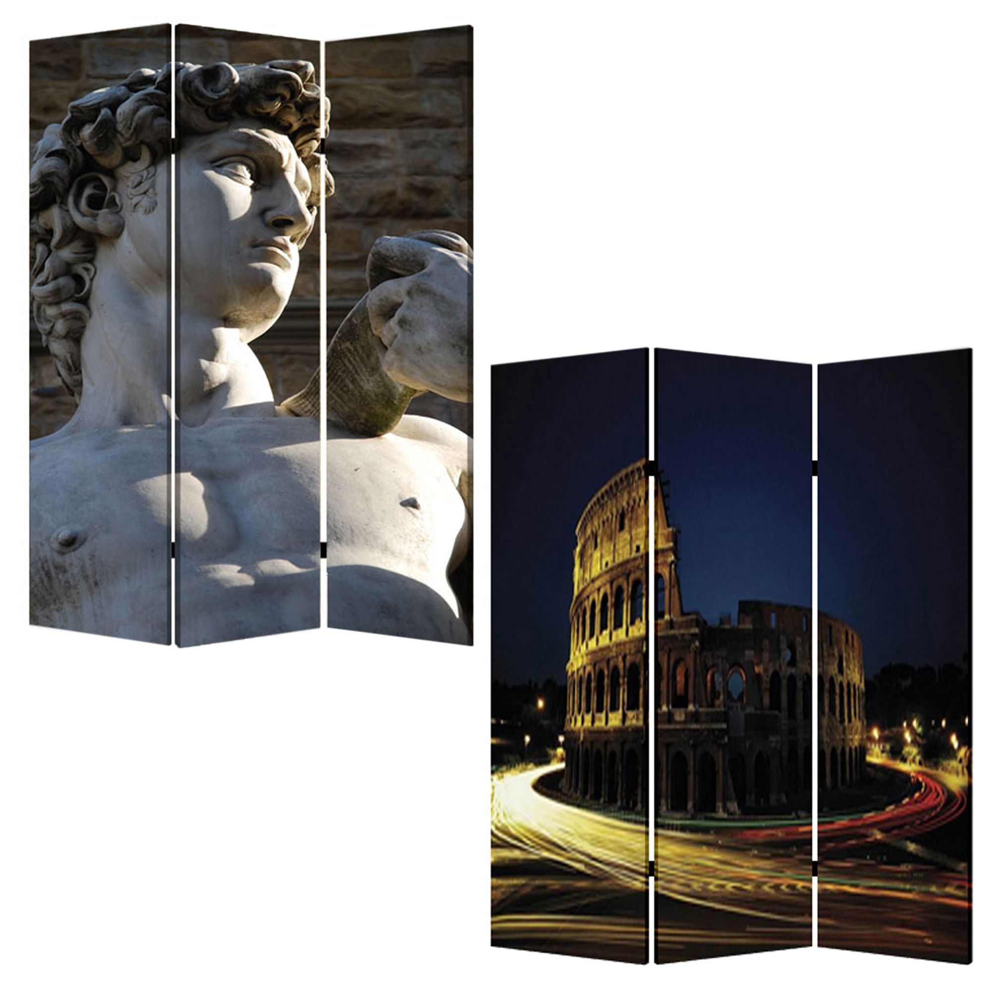 1" x 48" x 72" Multi Color Wood Canvas Rome Screen