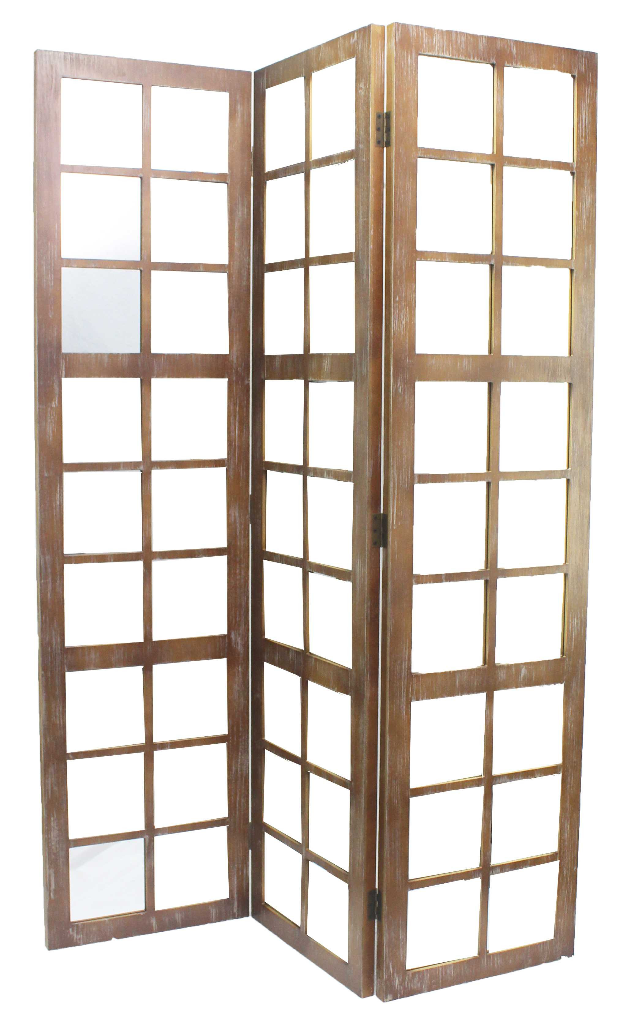 1 X 63 X 84 Brown Wood Mirror  Screen