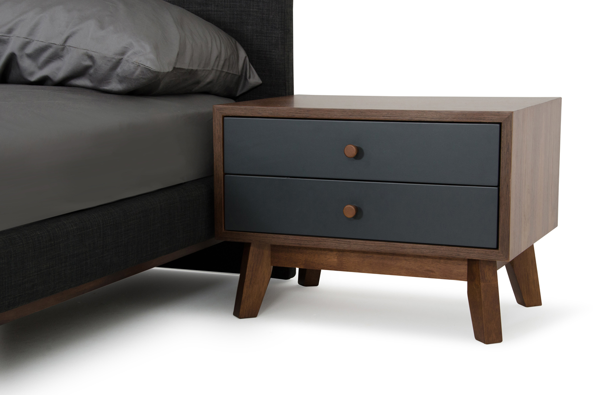 16" Grey and Walnut MDF Wood and Veneer Night Stand