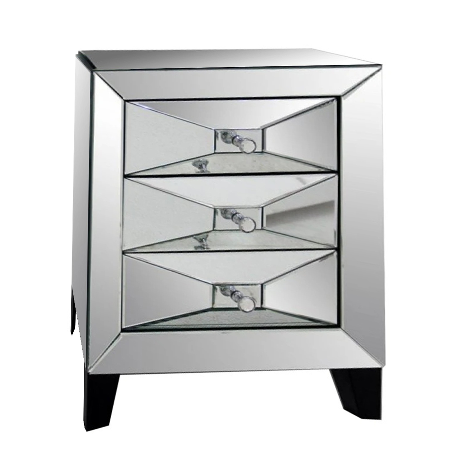 26" Glass and MDF Bedside Table with a Mirror