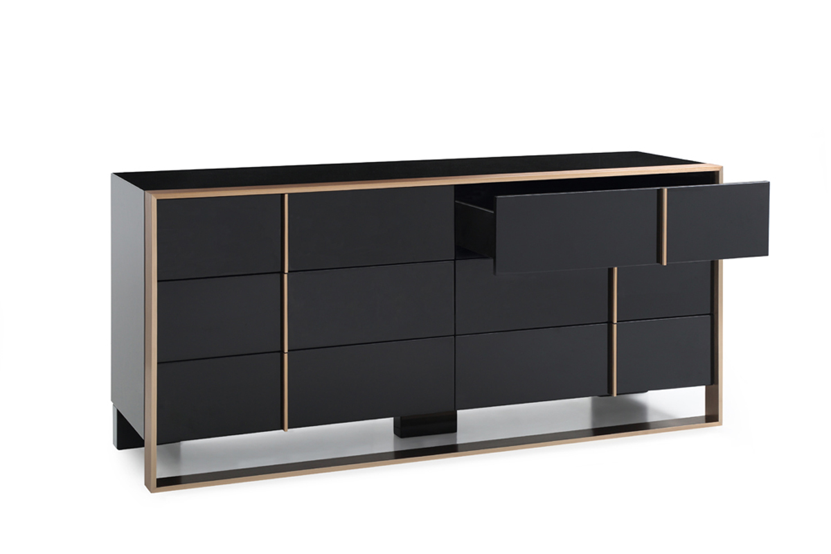 29" Black and Brushed Bronze Dresser