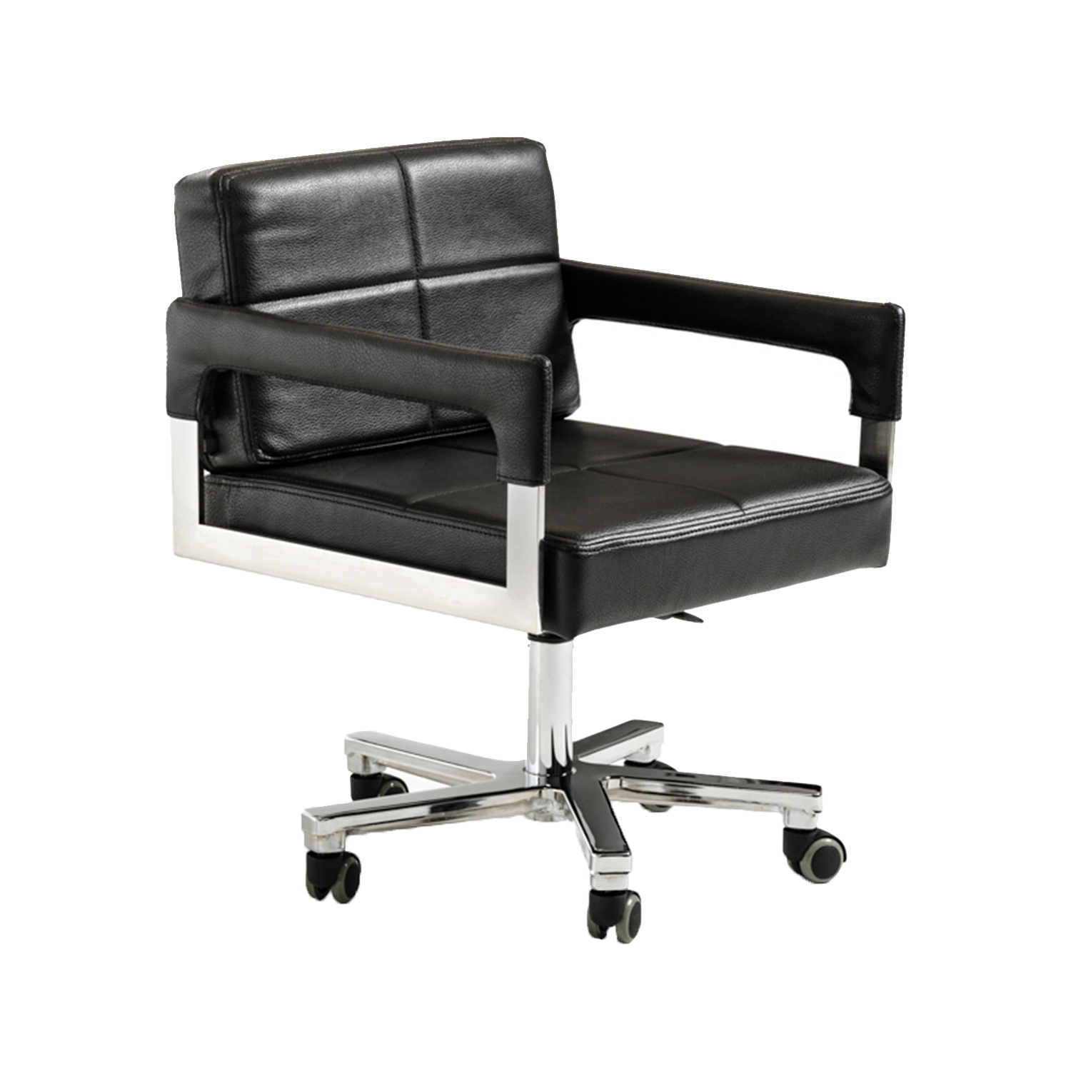 29" Black Bonded Leather and Steel Office Chair